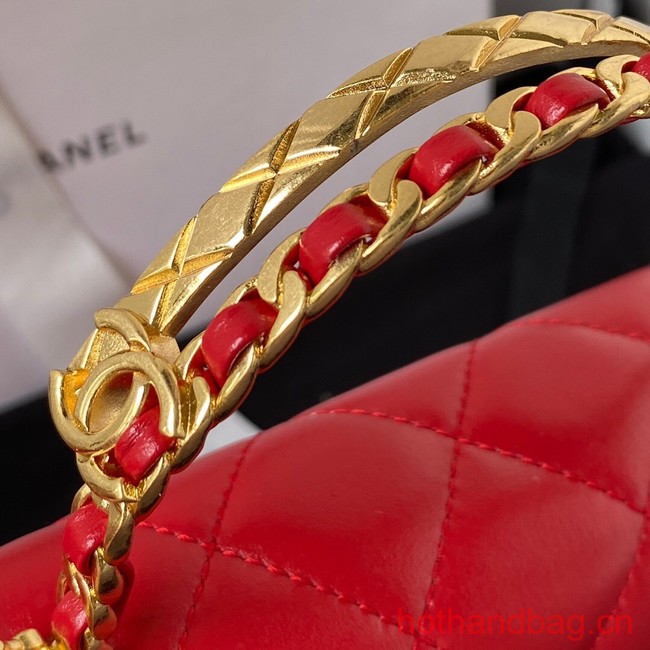 Chanel SMALL FLAP BAG WITH TOP HANDLE AS4307 red