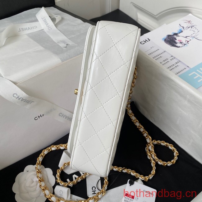 Chanel SMALL FLAP BAG WITH TOP HANDLE AS4307 white