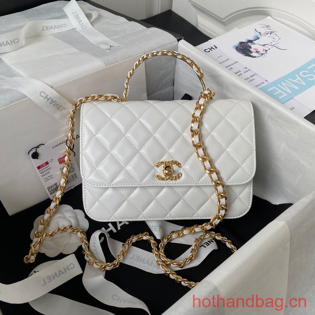 Chanel SMALL FLAP BAG WITH TOP HANDLE AS4307 white