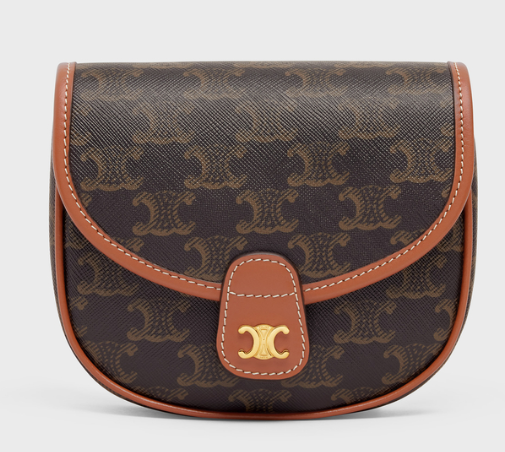 Celine MINI BESACE IN TRIOMPHE CANVAS AND CALFSKIN 196702 TAN