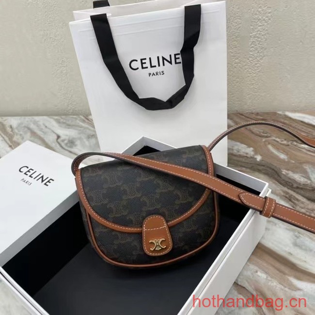 Celine MINI BESACE IN TRIOMPHE CANVAS AND CALFSKIN 196702 TAN
