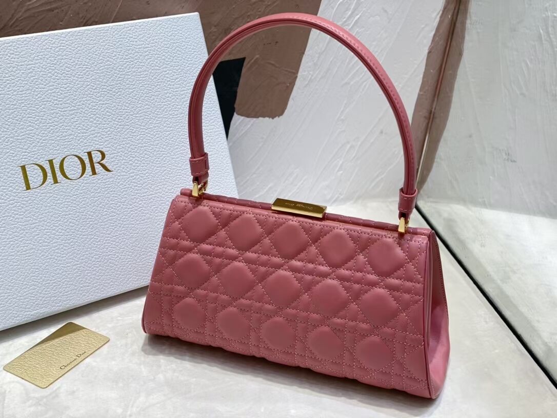 DIOR CARO COLLE NOIRE CLUTCH Cannage Lambskin C0688 pink