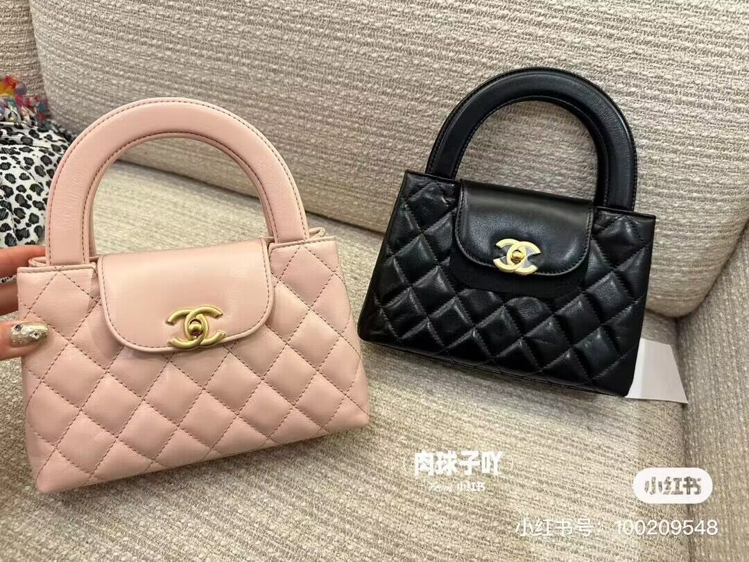 Chanel 23k Vintage Kelly Original Leather Top Handle Bag AS4416 Light Pink