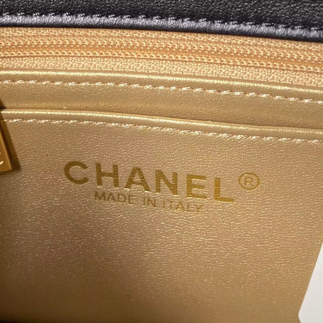 Chanel MINI Flap Bag Original Sheepskin Leather AS1787 Black & Gold Ball
