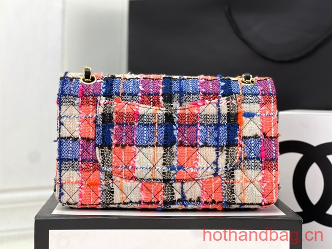 Chanel CLASSIC HANDBAG Wool Tweed A1112 Rainbow