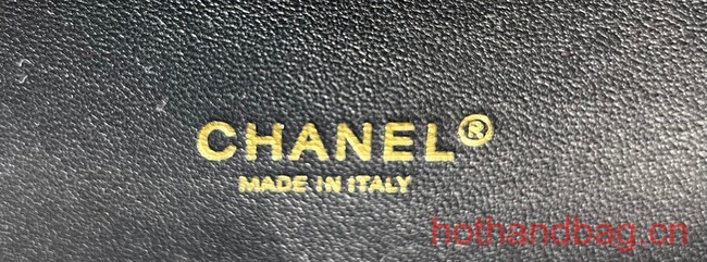 Chanel CLASSIC HANDBAG Wool Tweed A1112 black
