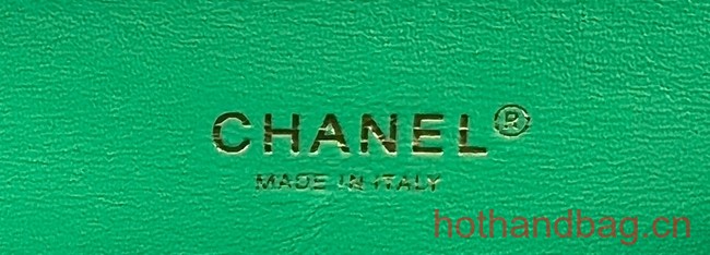 Chanel CLASSIC HANDBAG Wool Tweed A1112 green