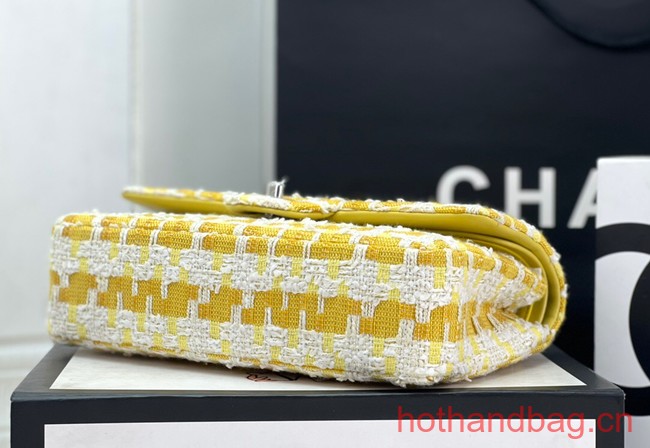 Chanel CLASSIC HANDBAG Wool Tweed A1112 yellow