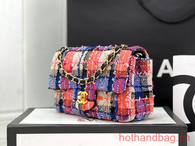 Chanel CLASSIC HANDBAG Wool Tweed A1116 Rainbow