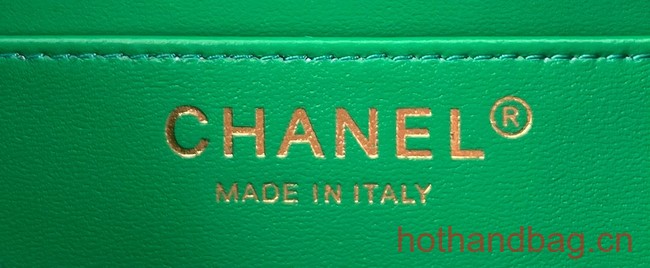 Chanel CLASSIC HANDBAG Wool Tweed A1116 green