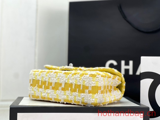 Chanel CLASSIC HANDBAG Wool Tweed A1116 yellow