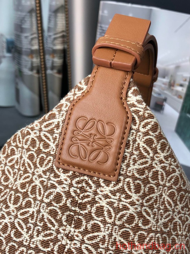 Loewe Miniature Anagram Jacquard and cow leather bag 651420 brown