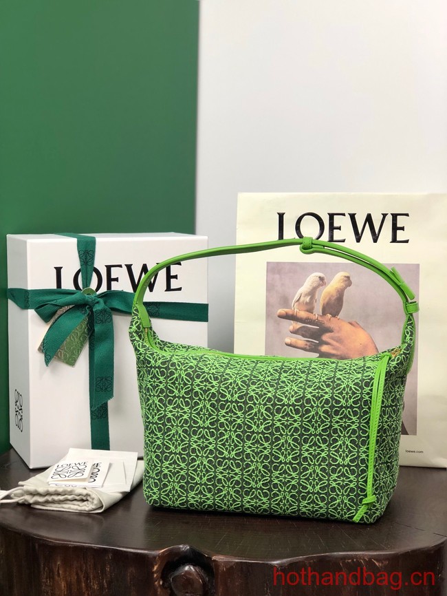Loewe Miniature Anagram Jacquard and cow leather bag 651420 green