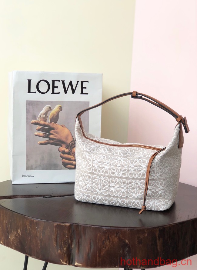 Loewe Miniature Anagram Jacquard and cow leather bag 651420 Hazel&tan