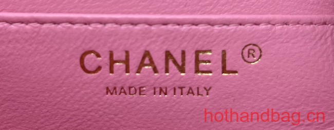 Chanel CLASSIC HANDBAG Wool Tweed A1116 pink