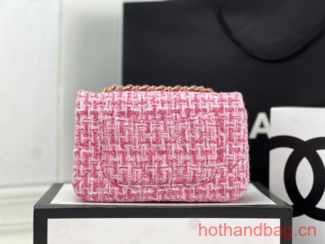 Chanel CLASSIC HANDBAG Wool Tweed A1116 pink