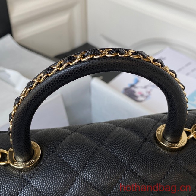 Chanel flap bag with top handle 92990 black