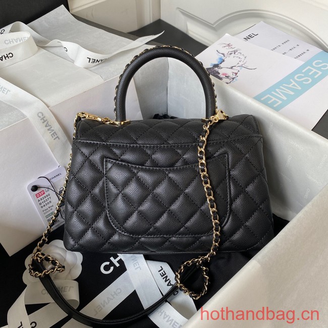 Chanel flap bag with top handle 92990 black