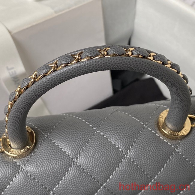 Chanel flap bag with top handle 92990 gray