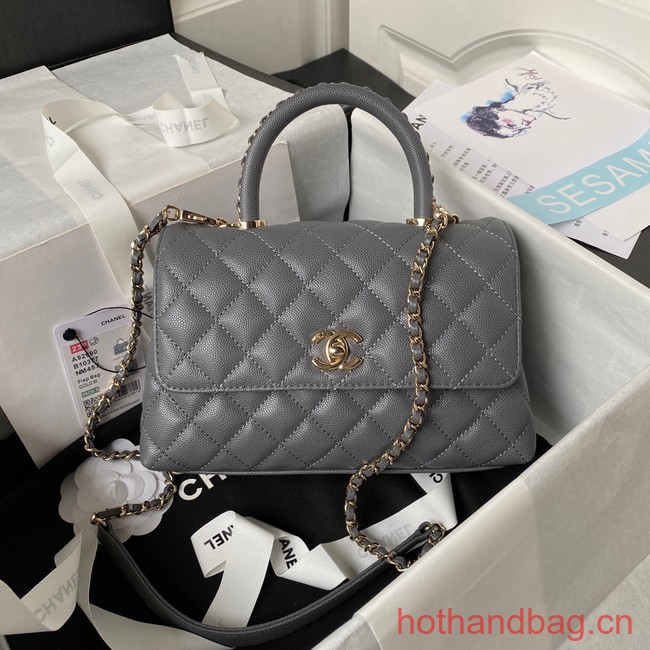 Chanel flap bag with top handle 92990 gray