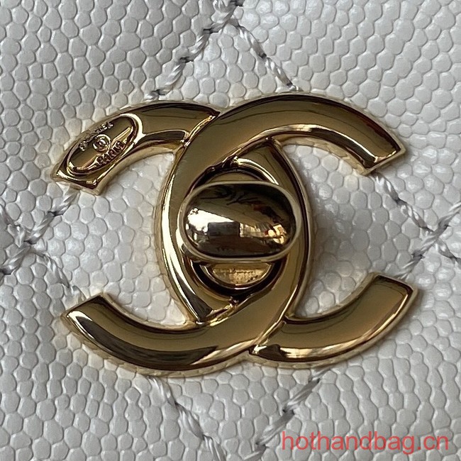 Chanel flap bag with top handle 92990 white