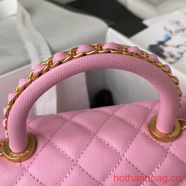 Chanel flap bag with top handle 92990 Pink