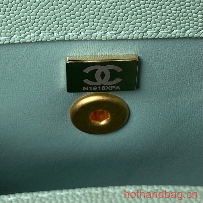 Chanel mini flap bag with top handle AS2215 light green