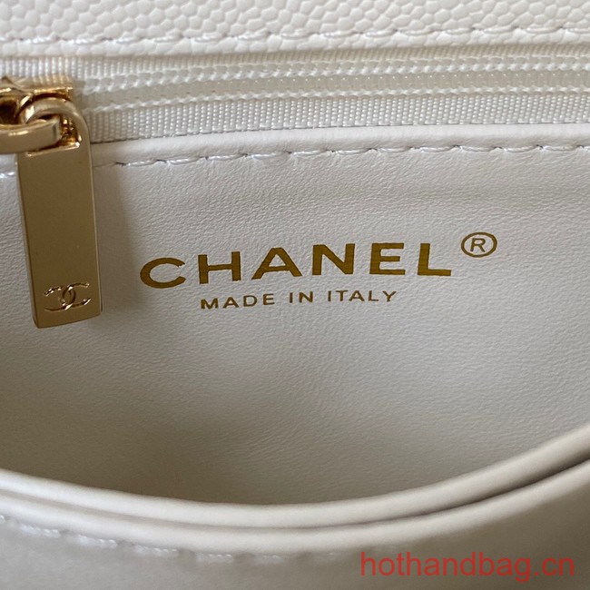 Chanel mini flap bag with top handle AS2215 white