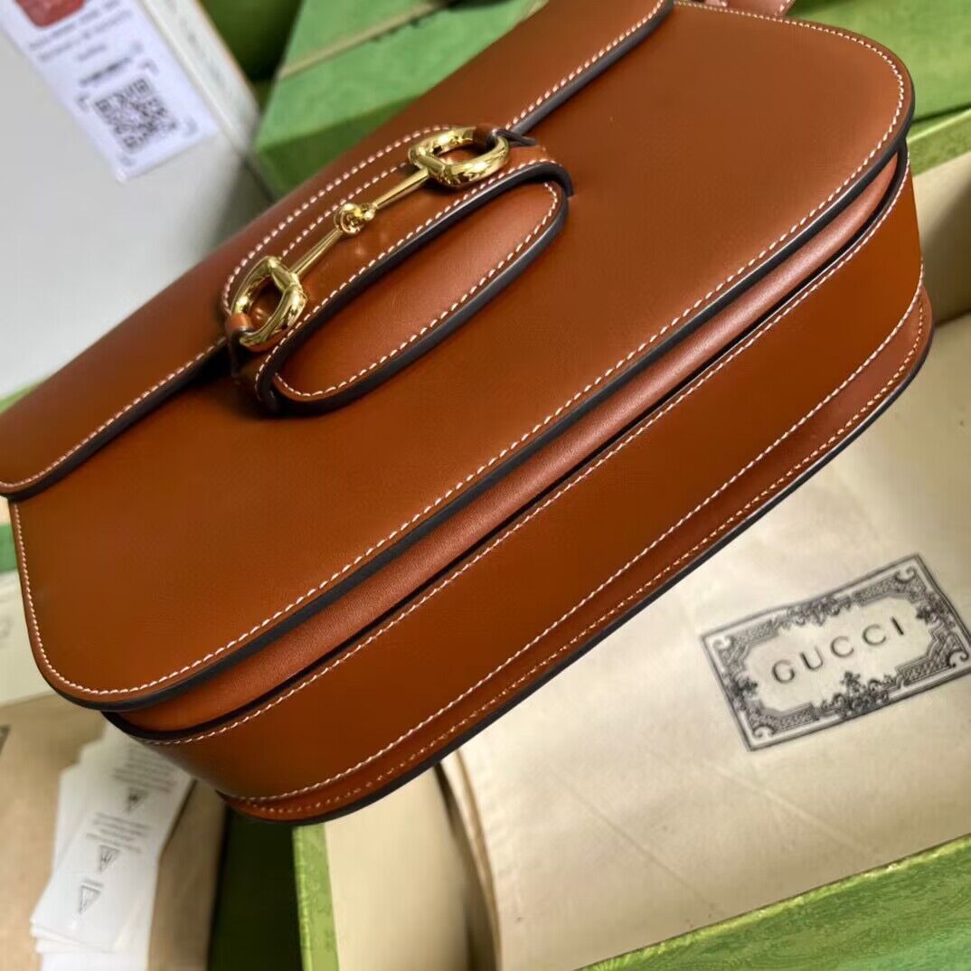 Gucci Horsebit 1955 Original Leather Shoulder Bag 602204 Brown