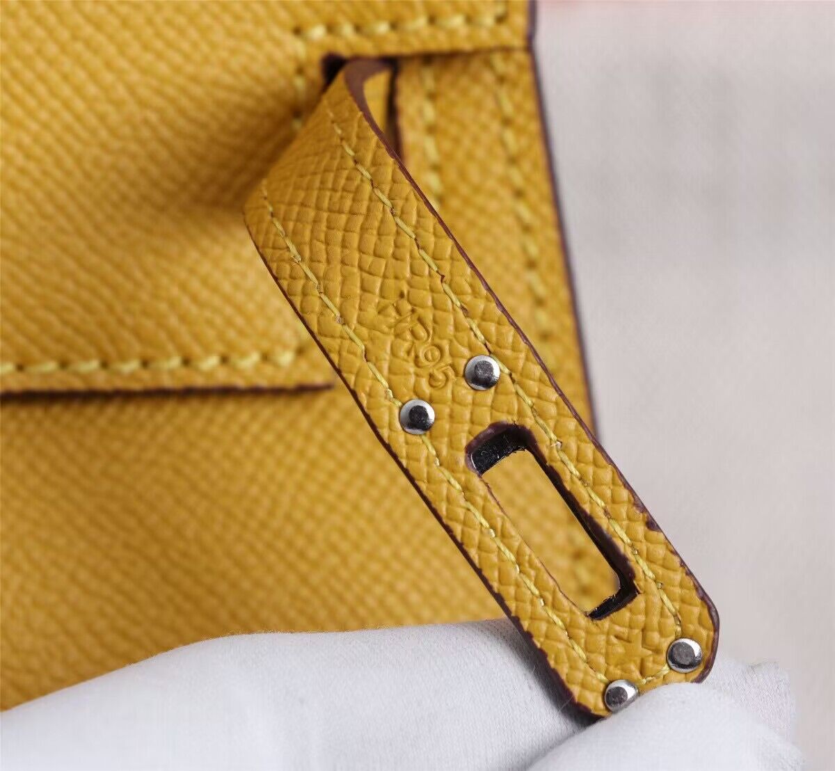 Hermes Kelly 25cm Shoulder Bags Original Epsom Leather KL2755 Yellow&Silver