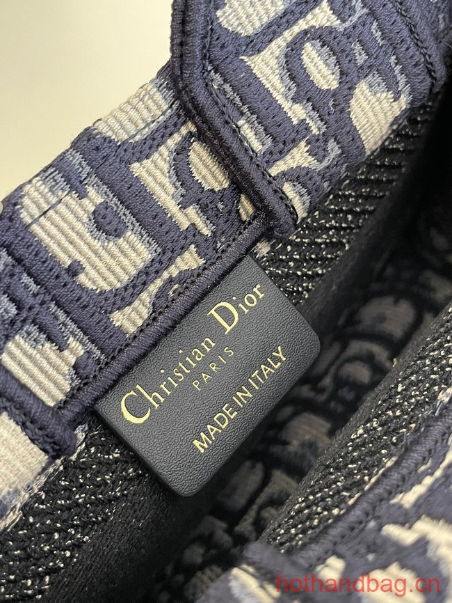 MINI DIOR BOOK TOTE WITH STRAP Blue and Beige Dior Oblique Embroidery S5573
