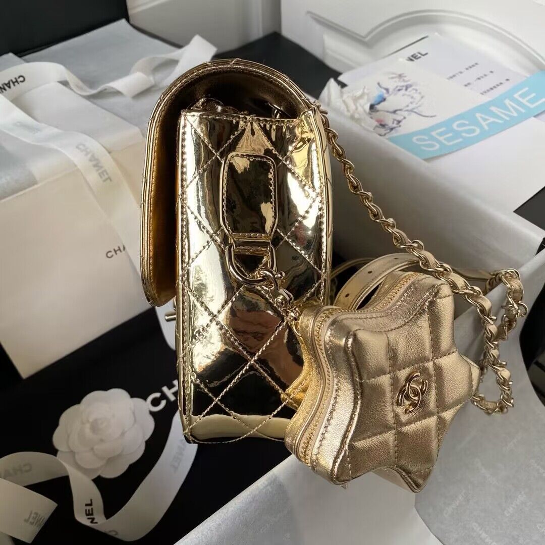 Chanel 24C Original Leather Star Backpack Bag AS4649 Gold