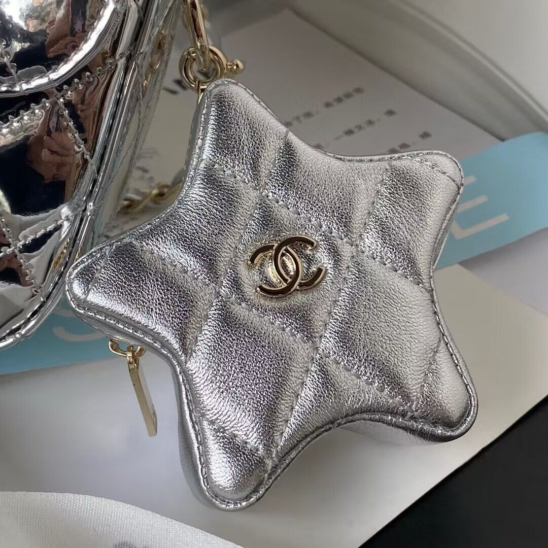 Chanel 24C Original Leather Star Backpack Bag AS4649 Silver