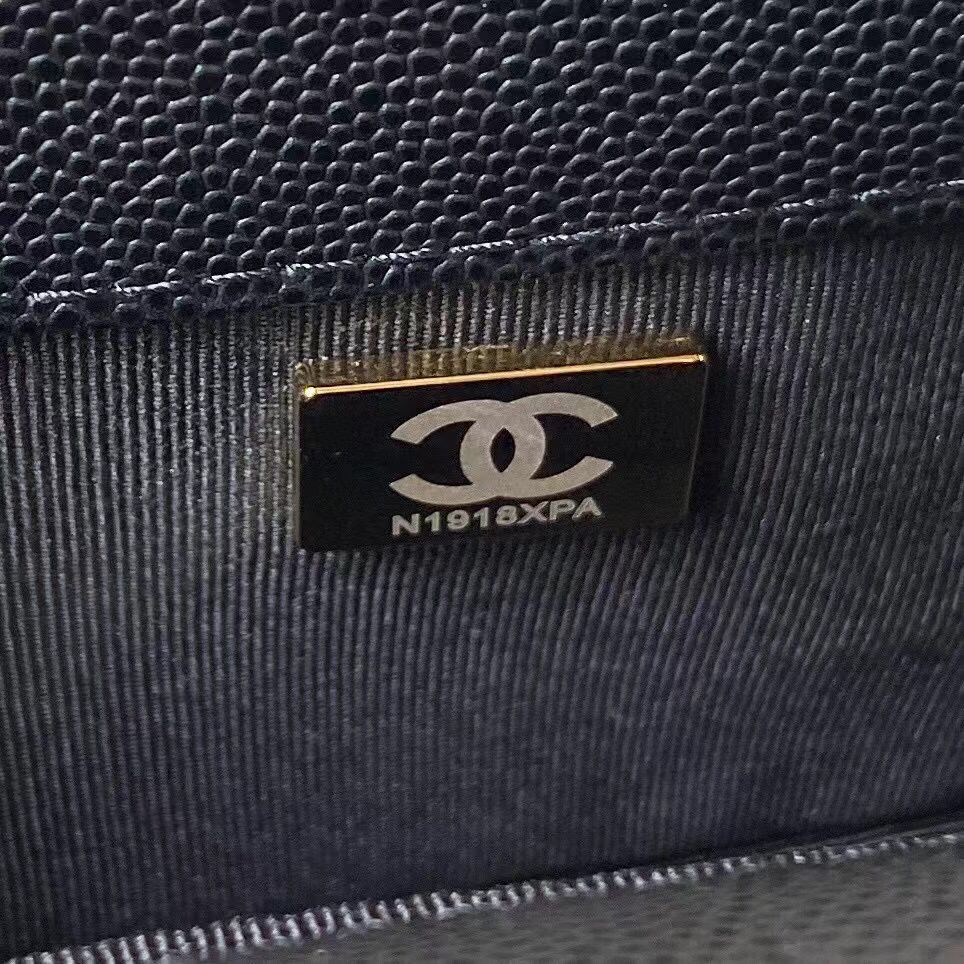  Chanel Le Boy 23 Flap Bag Original Caviar Leather A94805 Black & Gold-Tone