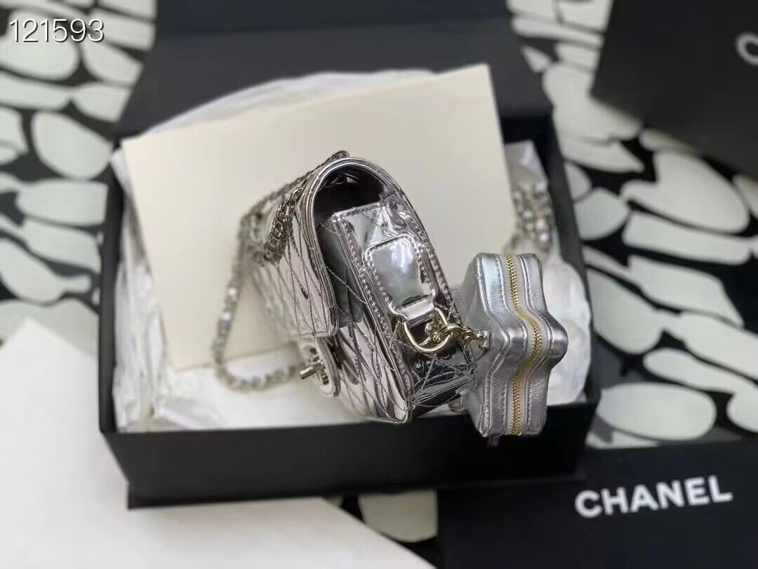 Chanel Mini Flap Bag & Star Coin Bag AS4646 Silver