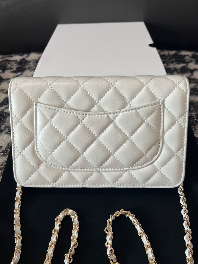 Chanel CLASSIC WALLET ON CHAIN AP0250 white