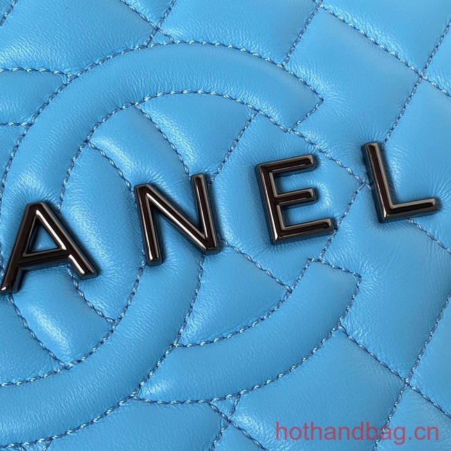 CHANEL STAR HANDBAG AS4579 & Guns-Tone Metal blue