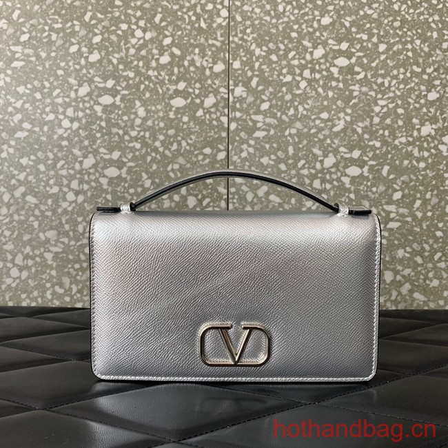 VALENTINO grain calfskin leather bag 0688 Silver