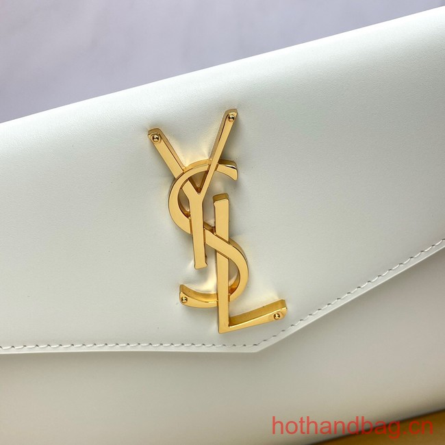 SAINT LAURENT UPTOWN POUCH IN GRAIN LEATHER 565739 WHITE