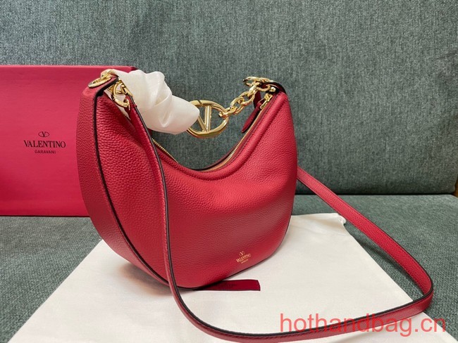 VALENTINO Vlogo Moon small leather HOBO bag chain N08J red