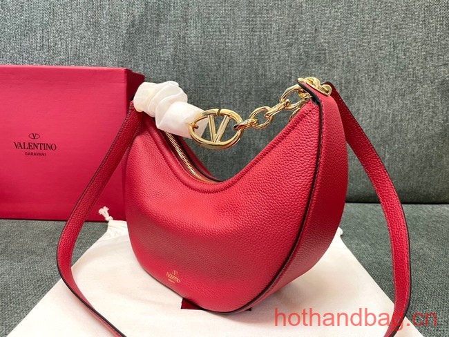 VALENTINO Vlogo Moon small leather HOBO bag chain N08J red
