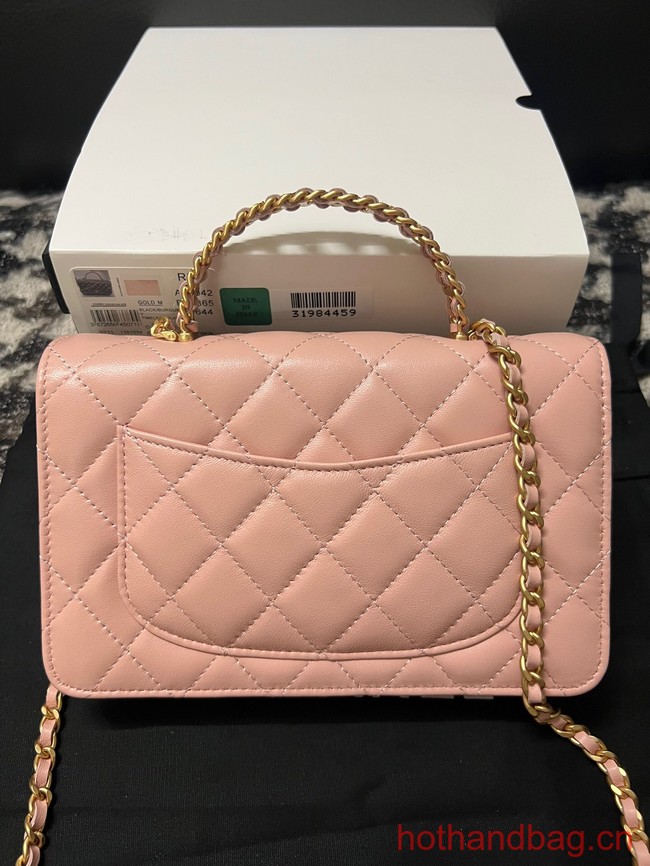 CHANEL FLAP PHONE HOLDER WITH CHAIN AP3566 pink