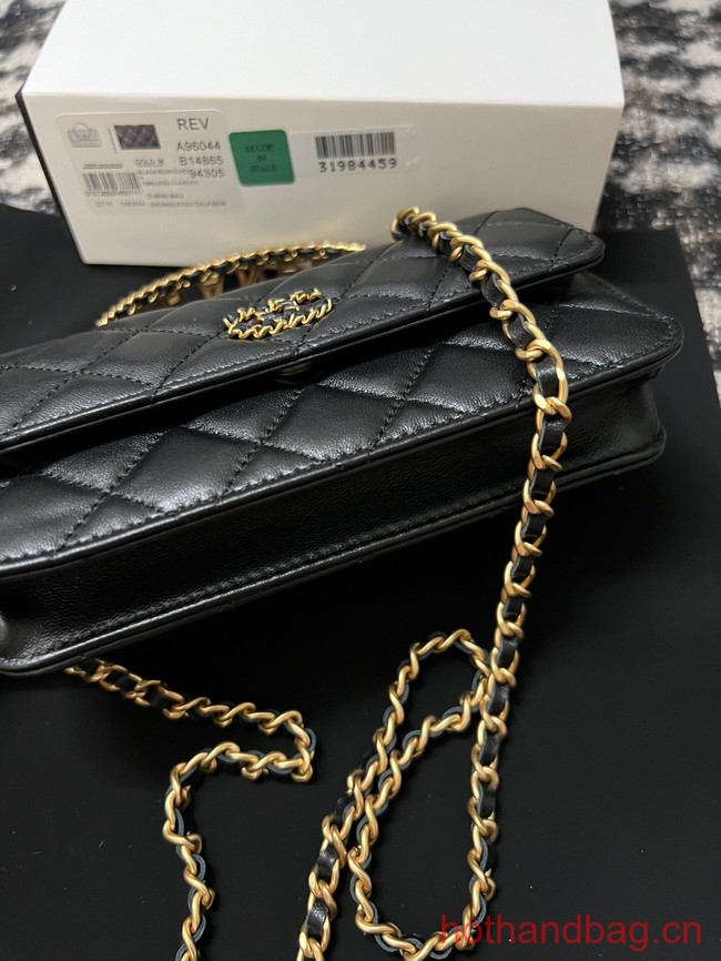 CHANEL FLAP PHONE HOLDER WITH CHAIN AP3575 black