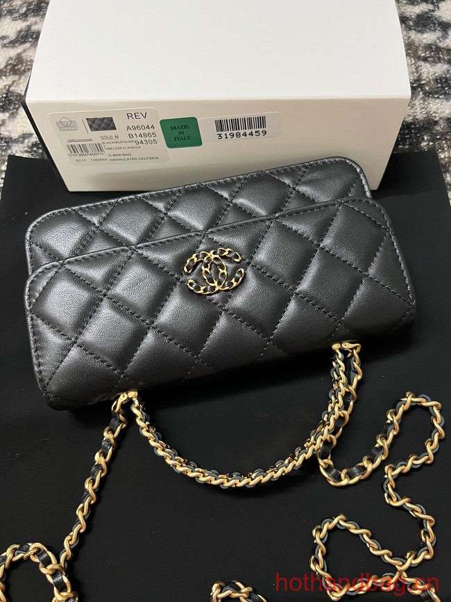 CHANEL FLAP PHONE HOLDER WITH CHAIN AP3575 black
