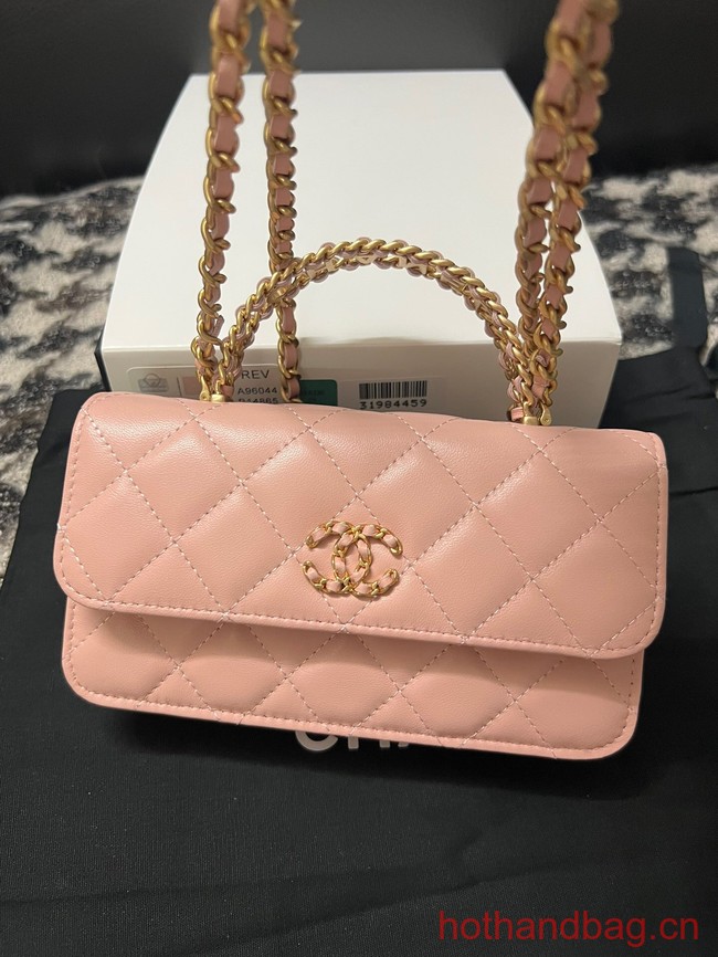 CHANEL FLAP PHONE HOLDER WITH CHAIN AP3575 pink