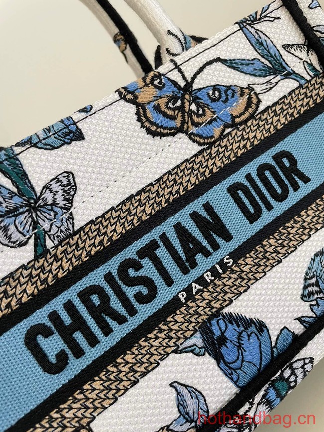 MINI DIOR BOOK TOTE WITH STRAP blue Butterfly Zodiac Embroidery S5573CTQ