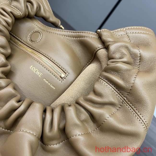 Loewe Squeeze Medium Napa sheepskin leather bag 652328 brown