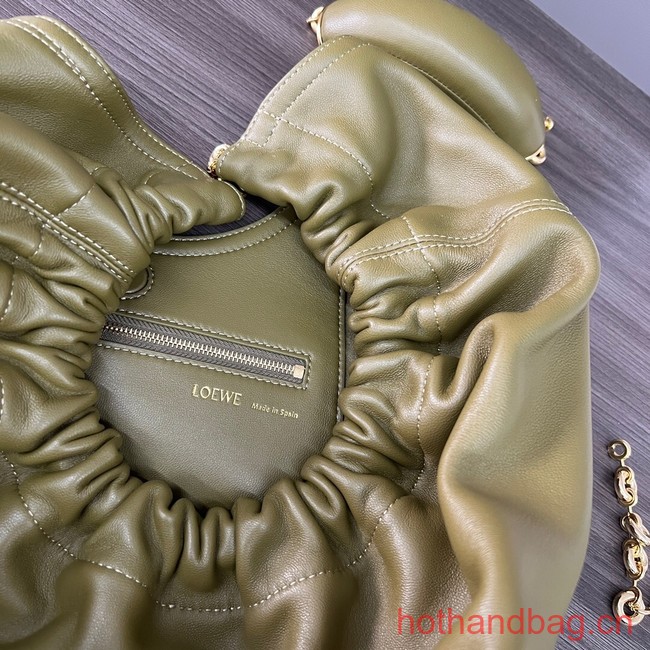 Loewe Squeeze Medium Napa sheepskin leather bag 652328 Olive