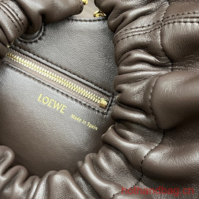 Loewe Squeeze small Napa sheepskin leather bag 652329 Coffee