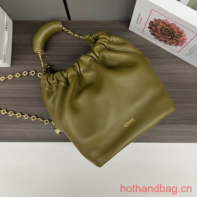 Loewe Squeeze small Napa sheepskin leather bag 652329 Olive